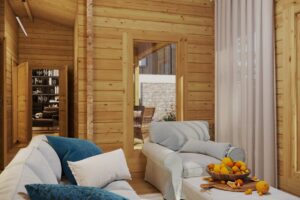 Casa de madera con dos dormitorios Holiday C / 50m² / 11x6m / 70mm