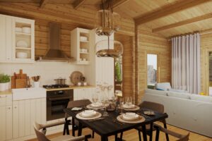 Casa de madera con dos dormitorios Holiday C / 50m² / 11x6m / 70mm