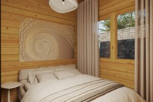 Casa de madera con dos dormitorios Holiday C / 50m² / 11x6m / 70mm