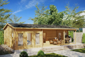 Casa de madera con dos dormitorios Holiday C / 50m² / 11x6m / 70mm