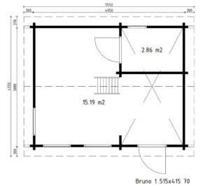 Casa de jardín con altillo Bruno 1 / 26m² / 5x4m / 70mm