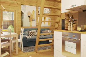 Casa de jardín con altillo Bruno 1 / 26m² / 5x4m / 70mm