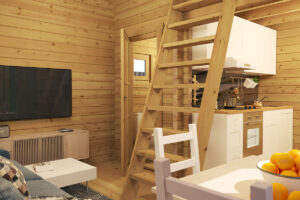 Casa de jardín con altillo Bruno 1 / 26m² / 5x4m / 70mm