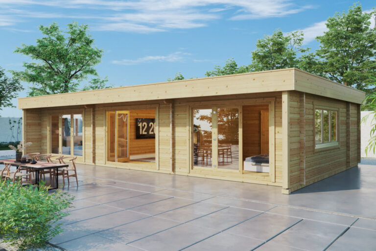Casa de madera con dos dormitorios Holiday S1 / 70mm / 12x6m / 70m2
