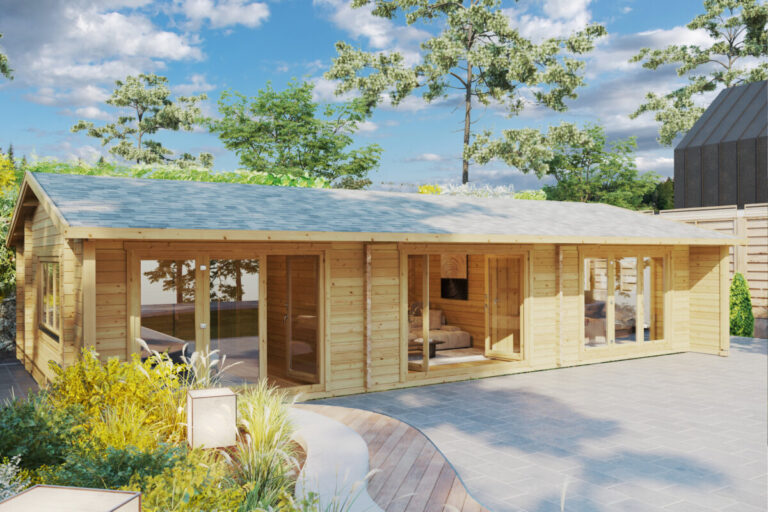 Casa de Madera Prefabricada con Dos Dormitorios Holiday S2 / 70mm / 12x6m / 70m2