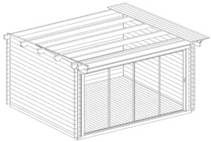 Garden Room with Sliding Door Trinity / 44mm / 13m2 / 4 x 3.5 m