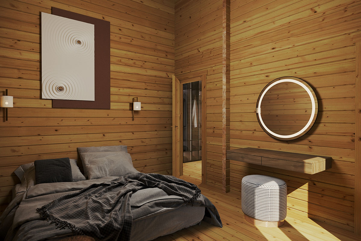 Casa de madera con tres dormitorios Madrid 130 m² / 15×9m / 70mm