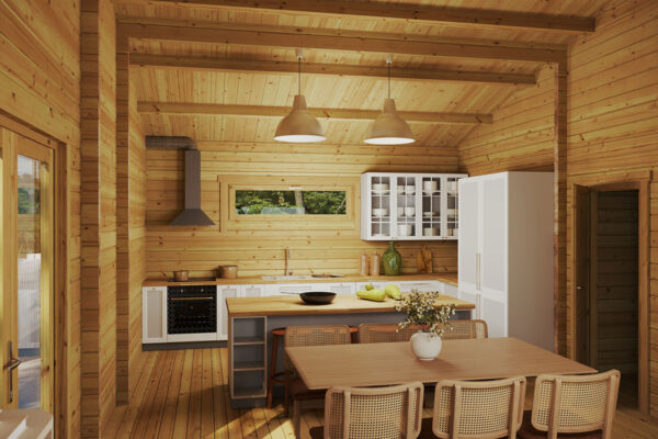 Casa de madera con tres dormitorios Madrid 130 m² / 15×9m / 70mm