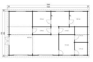 Three bedroom log cabin Madrid 120 m2 / 70 mm / 15 × 9 m