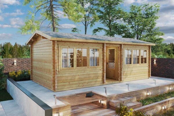 Garden Log Cabin with Three Separate Rooms Granada 22 m2