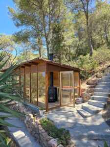 Garden sauna cabin with additional shower room and guest bedroom