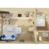 Casa de madera con un dormitorio y altillo “Stefan 5” / 33m² + 10m² / 8m x 4m / 70mm.