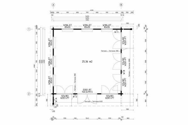 Large Garden Garden Log Cabin Roger / 6 x 6 m / 25 m2 / 70 mm