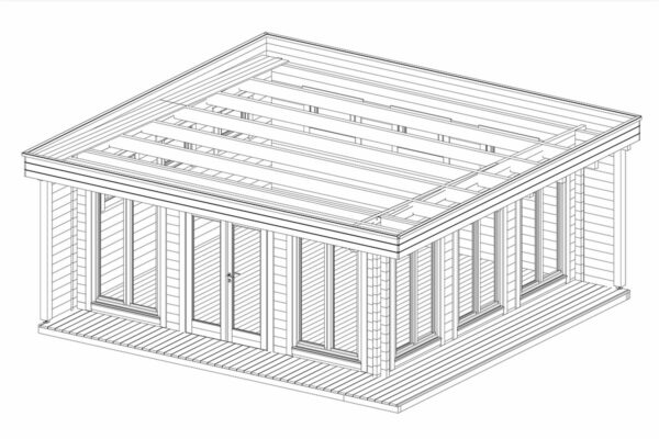 Large Garden Garden Log Cabin Roger / 6 x 6 m / 25 m2 / 70 mm