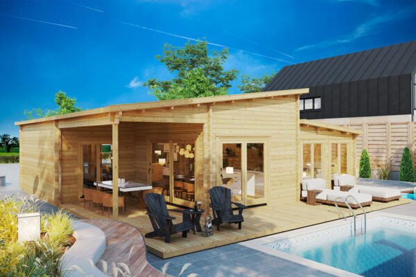 Two Bedroom Log Cabin Summer House Toledo | 70 MM | 10 X 10 M | 75 m²