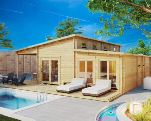 Two Bedroom Log Cabin Summer House Toledo | 70 MM | 10 X 10 M | 75 m²