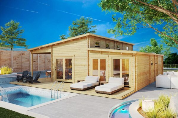 Two Bedroom Log Cabin Summer House Toledo | 70 MM | 10 X 10 M | 75 m²