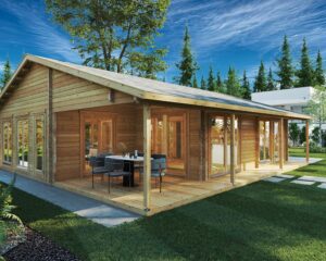 Two-Bedroom Log Cabin Summer House "Daisy" | 70 MM | 10 X 10 M | 73 m²