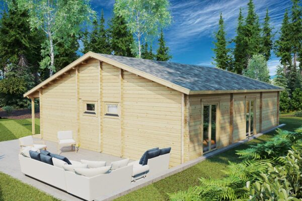 Two-Bedroom Log Cabin Summer House "Daisy" | 70 MM | 10 X 10 M | 73 m²