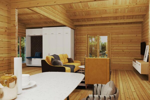 Two-Bedroom Log Cabin Summer House "Daisy" | 70 MM | 10 X 10 M | 73 m²