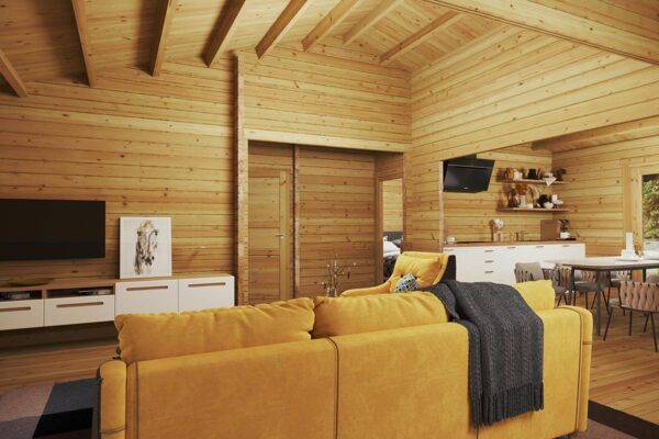 Two-Bedroom Log Cabin Summer House "Daisy" | 70 MM | 10 X 10 M | 73 m²