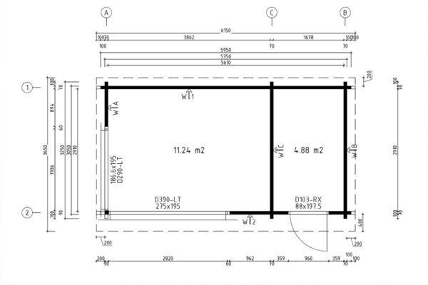 Caseta de verano moderna con cobertizo lateral “Aron” 16 m² | 70 mm | 6 × 3 m