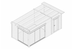 Caseta de verano moderna con cobertizo lateral “Aron” 16 m² | 70 mm | 6 × 3 m