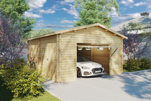 Wooden Garage J with Up and Over Door / 5 x 6 m / 70mm