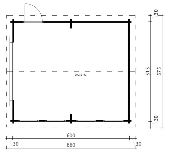 Wooden Garage J with Up and Over Door / 5 x 6 m / 70mm