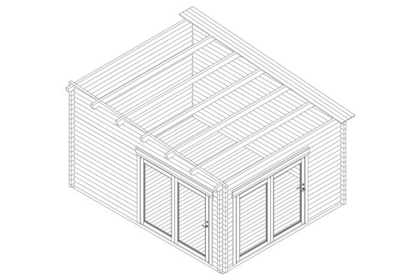 Garden Log Cabin Roland 2 / 4 x 5 m / 19 m² / 70 mm