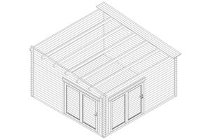 Garden Log Cabin Roland 3 / 5 x 5 m / 24 m² / 70 mm