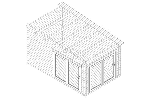 Garden Log Cabin Roland 1 / 3 x 5 m / 14 m² / 70 mm