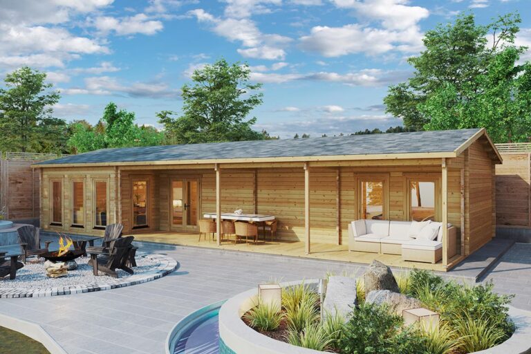 Three-Bedroom Log Cabin Holiday C Max – 75 m² | 7 x 16 m | 70 mm