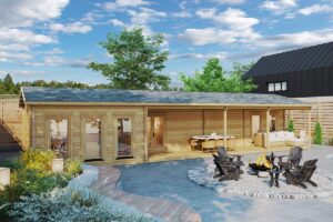 Three-Bedroom Log Cabin Holiday C Max – 75 m² | 7 x 16 m | 70 mm