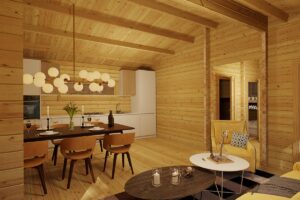 Three-Bedroom Log Cabin Holiday C Max – 75 m² | 7 x 16 m | 70 mm