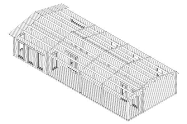 Three-Bedroom Log Cabin Holiday C Max – 75 m² | 7 x 16 m | 70 mm