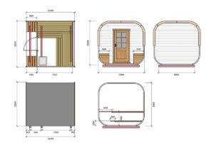 Moderne Fasssauna | Modern Barrel Sauna | Zeichnungen | Drawings
