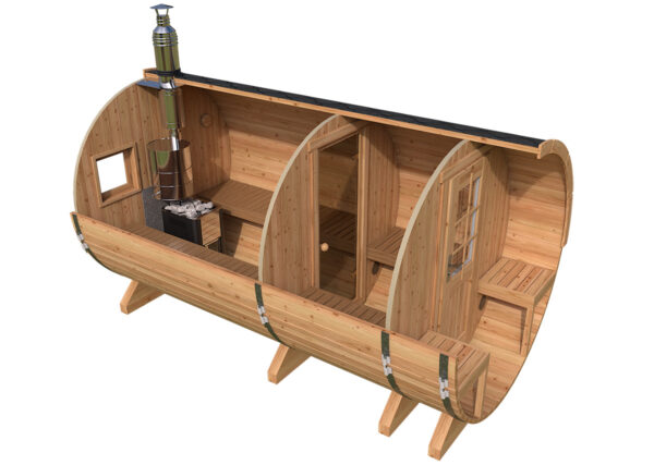 Barrel sauna L with terrace | Fasssauna mit Vorraum L | G0372