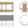 Barrel sauna M with terrace or veranda. Drawings