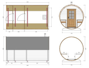 Barrel sauna L with terrace | Fasssauna mit Vorraum L | G0373