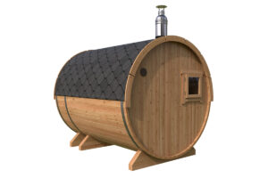 Kleine Fasssauna mit Terrasse | Small Barrel Sauna with Terrace