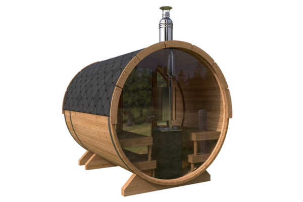 Kleine Fasssauna mit Terrasse | Small Barrel Sauna with Terrace
