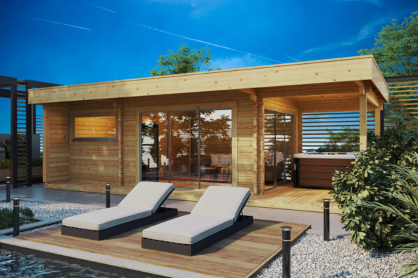 Cabina de Sauna Exterior BCN25 / 44 mm / 4 x 8 m