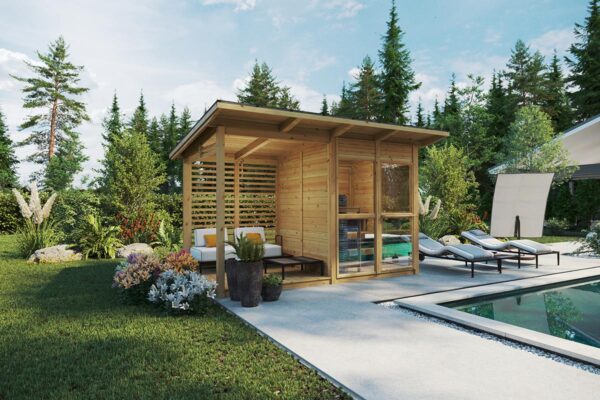 Outdoor Sauna Cabin with Veranda Felix 2 x 4 m
