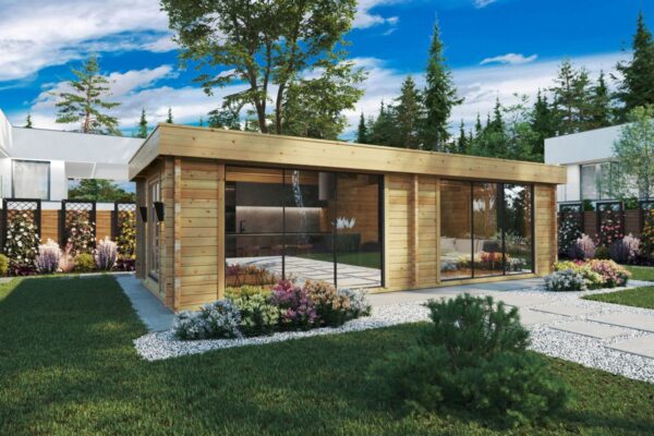 Amplia sala de jardín «Rebeka Plus» 29 m² | 8 × 4 m | 70 mm