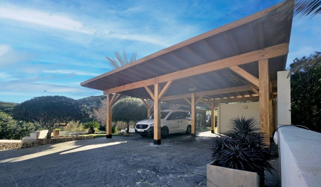 cochera de madera para dos coches a medida