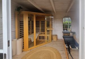 Caseta de Jardin con porche Elias XL Marbella y sauna infra roja