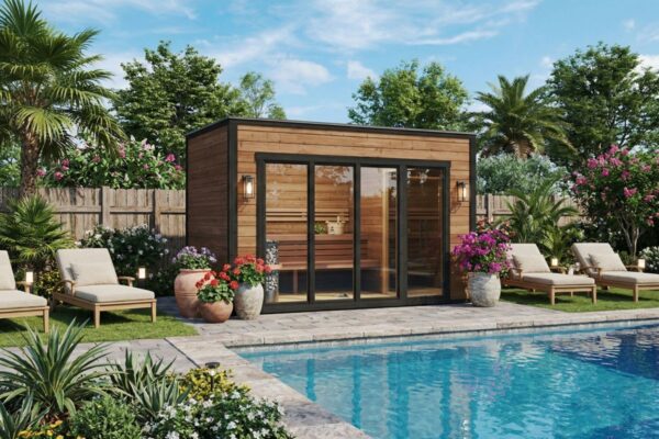 Sauna de jardín contemporánea “Aurland” 7 m²  4 x 2 m  40 mm (madera termotratada)