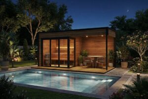 Modern Outdoor Sauna With Veranda "Nord" | G0424 | Fjord Series