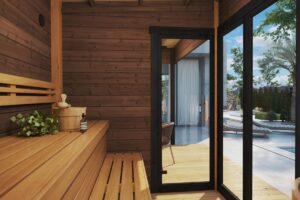Modern Outdoor Sauna With Veranda "Nord" | G0424 | Fjord Series